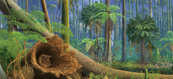 Carboniferous forest illustration