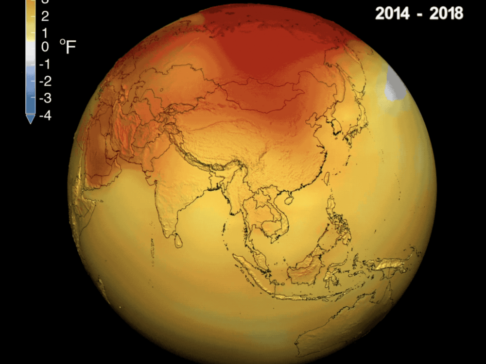 Temperature anomolies on globe