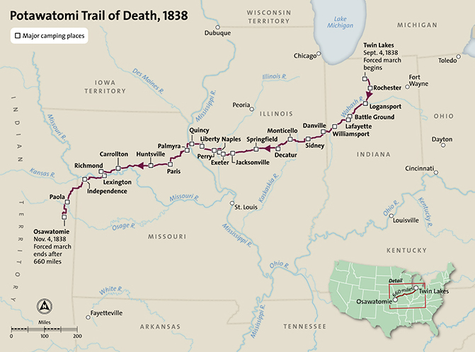Teacher eNews Potawatomi Trail of Death map