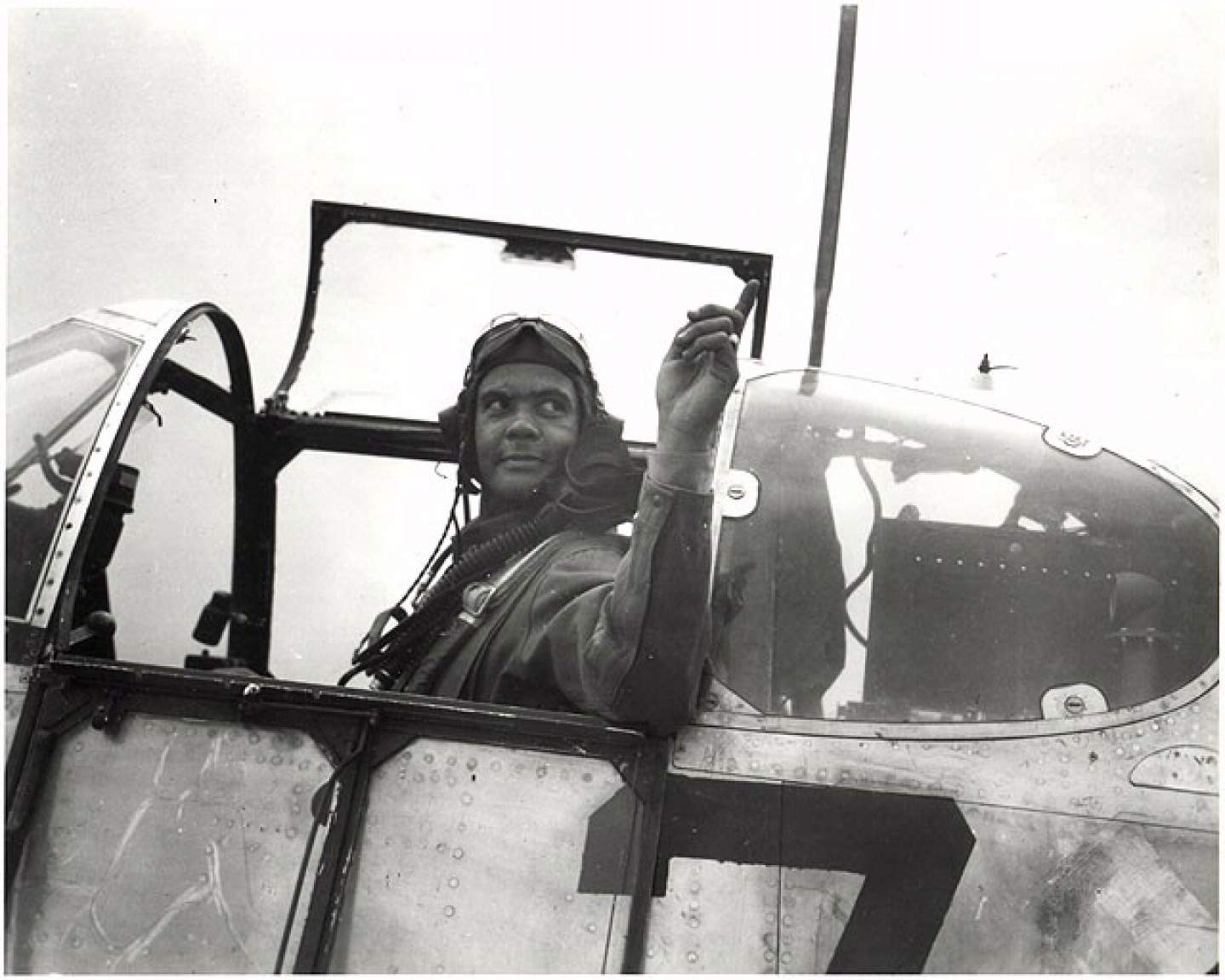 Benjamin O Davis Jr in cockpit