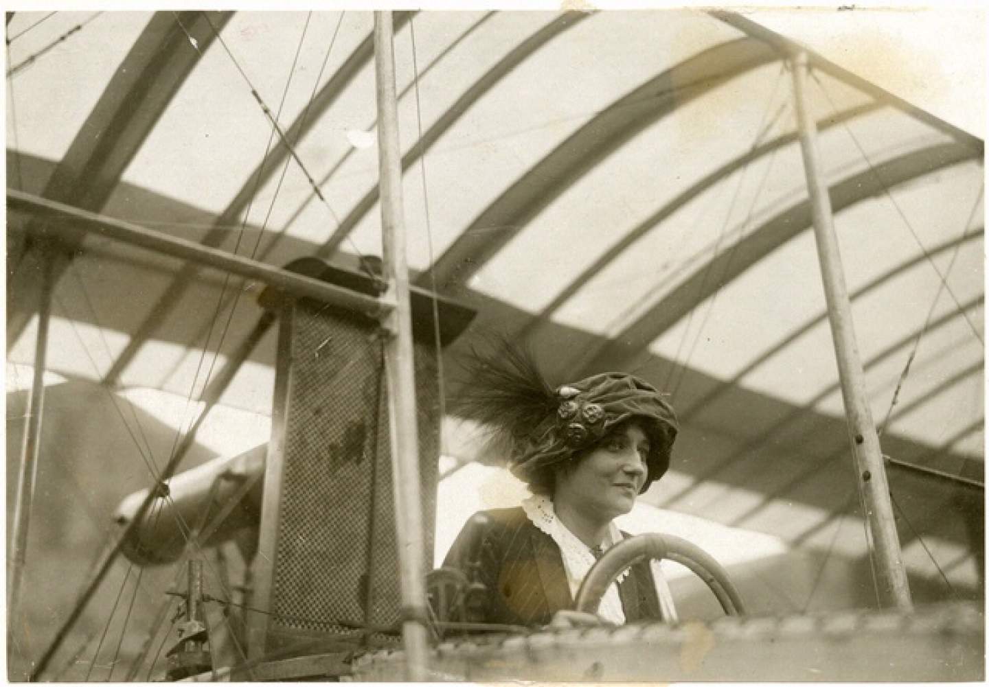 Woman flying early aircraft