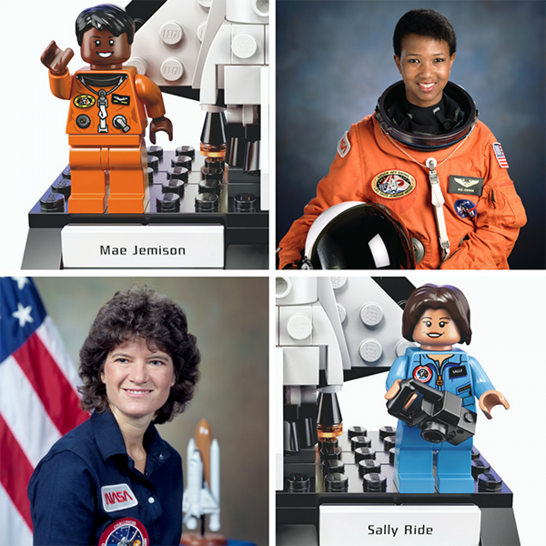Astronauts Mae Jemison and Sally Ride as Legos